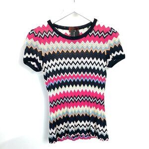 Missoni Pink and Navy Chevron Knit T-Shirt